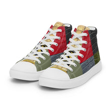 Load image into Gallery viewer, RED, BLUE, BLACK, GREEN GATOR PRINT, Men’s Designer high top canvas shoes
