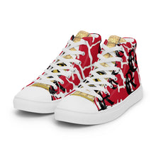 Load image into Gallery viewer, RED WITH LOGO, Men’s Designer high top canvas shoes
