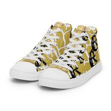 Load image into Gallery viewer, GOLD WITH LOGO, Men’s Designer high top canvas shoes