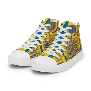 DARK CERULEAN CHRIST, CROSS Men’s high top canvas DESIGNER SHOES