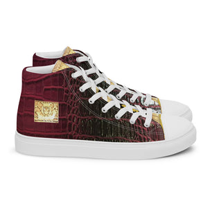 RED AND BLACK GATOR PRINT, Men’s Designer high top canvas shoes
