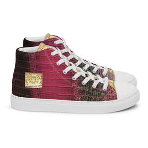 PINK AND BLACK GATOR PRINT, Men’s Designer high top canvas shoes
