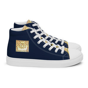 NAVY BLUE, Men’s Designer high top canvas shoes