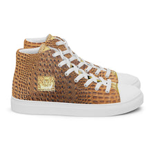 Load image into Gallery viewer, GINGERBREAD BROWN GATOR PRINT, Men’s Designer high top canvas shoes