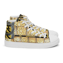 Load image into Gallery viewer, GOLD WITH LOGO, Men’s Designer high top canvas shoes