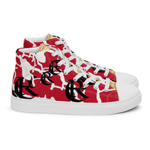 Load image into Gallery viewer, RED WITH LOGO, Men’s Designer high top canvas shoes