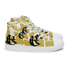 Load image into Gallery viewer, GOLD WITH LOGO, Men’s Designer high top canvas shoes