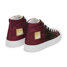 Load image into Gallery viewer, RED AND BLACK GATOR PRINT, Men’s Designer high top canvas shoes