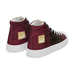 RED AND BLACK GATOR PRINT, Men’s Designer high top canvas shoes