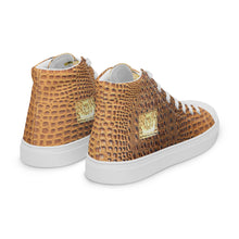 Load image into Gallery viewer, GINGERBREAD BROWN GATOR PRINT, Men’s Designer high top canvas shoes