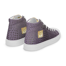 Load image into Gallery viewer, PURPLE GATOR PRINT, Men’s Designer high top canvas shoes