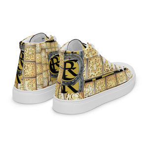 GOLD WITH LOGO, Men’s Designer high top canvas shoes