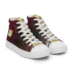 RED AND BLACK GATOR PRINT, Men’s Designer high top canvas shoes