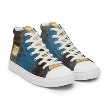 Load image into Gallery viewer, ROYAL BLUE AND BLACK GATOR PRINT, Men’s Designer high top canvas shoes