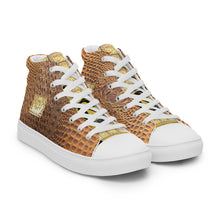 Load image into Gallery viewer, GINGERBREAD BROWN GATOR PRINT, Men’s Designer high top canvas shoes