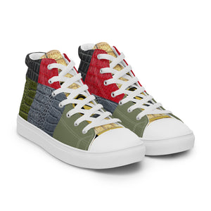 RED, BLUE, BLACK, GREEN GATOR PRINT, Men’s Designer high top canvas shoes
