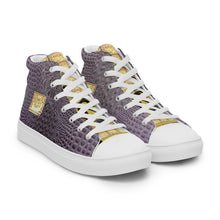 Load image into Gallery viewer, PURPLE GATOR PRINT, Men’s Designer high top canvas shoes