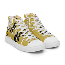 Load image into Gallery viewer, GOLD WITH LOGO, Men’s Designer high top canvas shoes