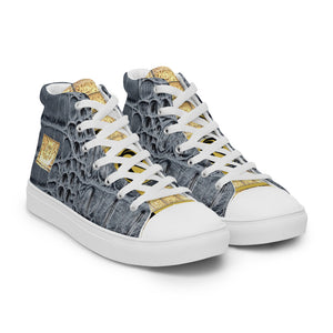 KASHMIR BLUE GATOR PRINT, Men’s high top canvas DESIGNER SHOES