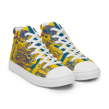 Load image into Gallery viewer, DARK CERULEAN CHRIST, CROSS Men’s high top canvas DESIGNER SHOES